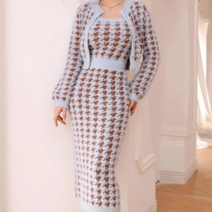 2023 Φθινόπωρο Φθινόπωρο Φθινόπωρο Κανόλι Mohair Πλεκτά μόδα σέξι κουμπί Μακρύ φούστα