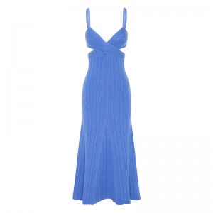 OEM Καλοκαιρινό πάρτι διακοπών σέξι αποκοπή μέσης σταυροειδές πουλόβερ Casual Custom Solid Color πλεκτά μίνι φορέματα Γυναίκες