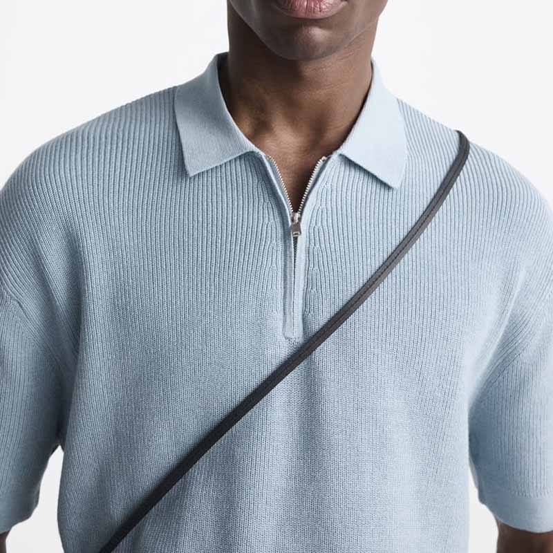 Άνδρες πλεκτά πουκάμισο υψηλής ποιότητας 100% βαμβακερό πλεκτό σχεδιαστή περιλαίμιο πόλο